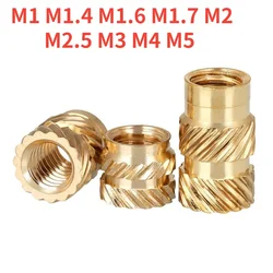 M1 M1.4 M1.6 M1.7 M2 M2.5 M3 M4 M5 Brass Insert Nut Hot Melt Knurled Thread Heat Injection Molding Embedment Copper Nut