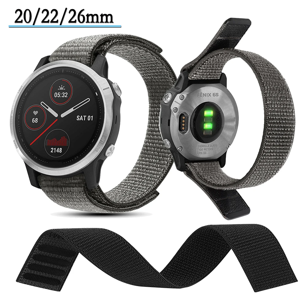 Nylon-Armband für Garmin Fenix 7 7X 7S Smartwatch Sport Klebearmband für Fenix 6 6X 26mm 22mm 20mm Klettverschluss Nylonarmband