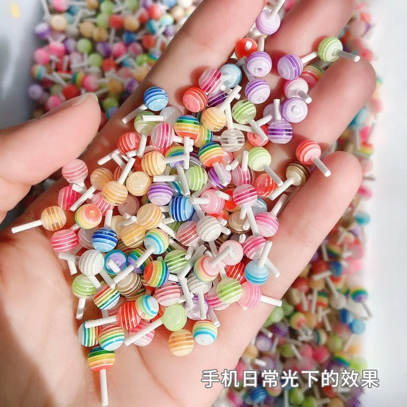 20Pcs Nail Art Candy Decoration Kawaii Mini Mix Color Lollipop Charms Biżuteria Handmade DIY Żywica Arylic Decoration Charm Gen