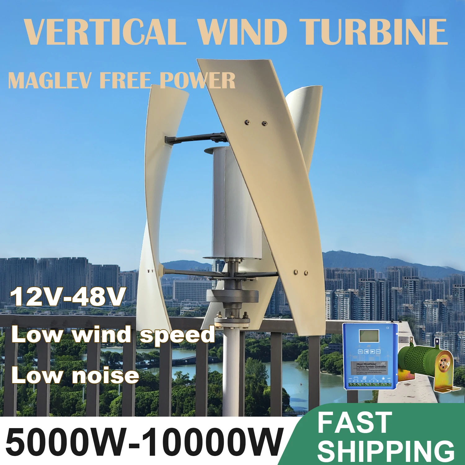 

5000W 10000W Wind Turbine Generator Vertical Axis Windmill 12V 24V 48V Free Energy Wind Power Generator Camping Home Appliance