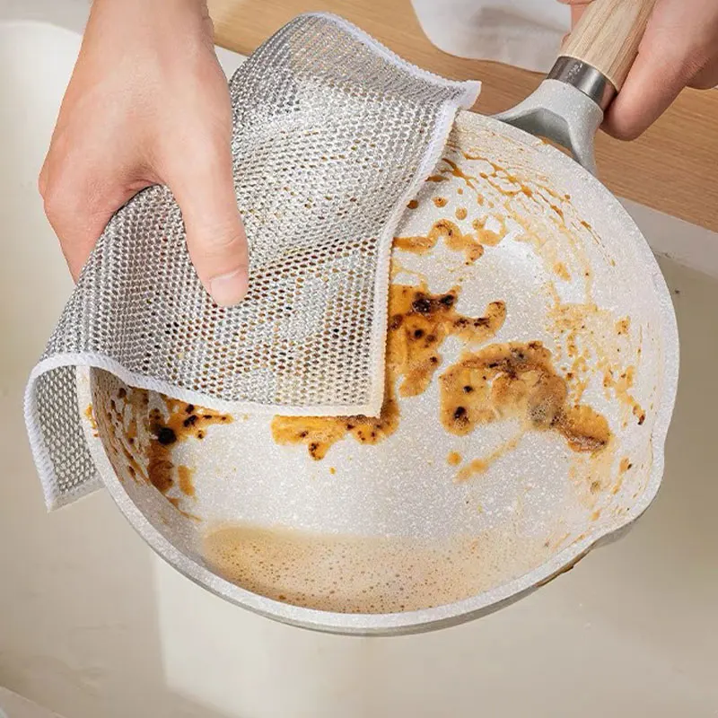 10 قطعة أطباق أسلاك الفولاذ متعددة الأغراض غير قابلة للخدش قابلة لإعادة الاستخدام تنظيف الملابس خالية من الرائحة فرك الملابس للأطباق تجهيزات المطابخ المطبخ