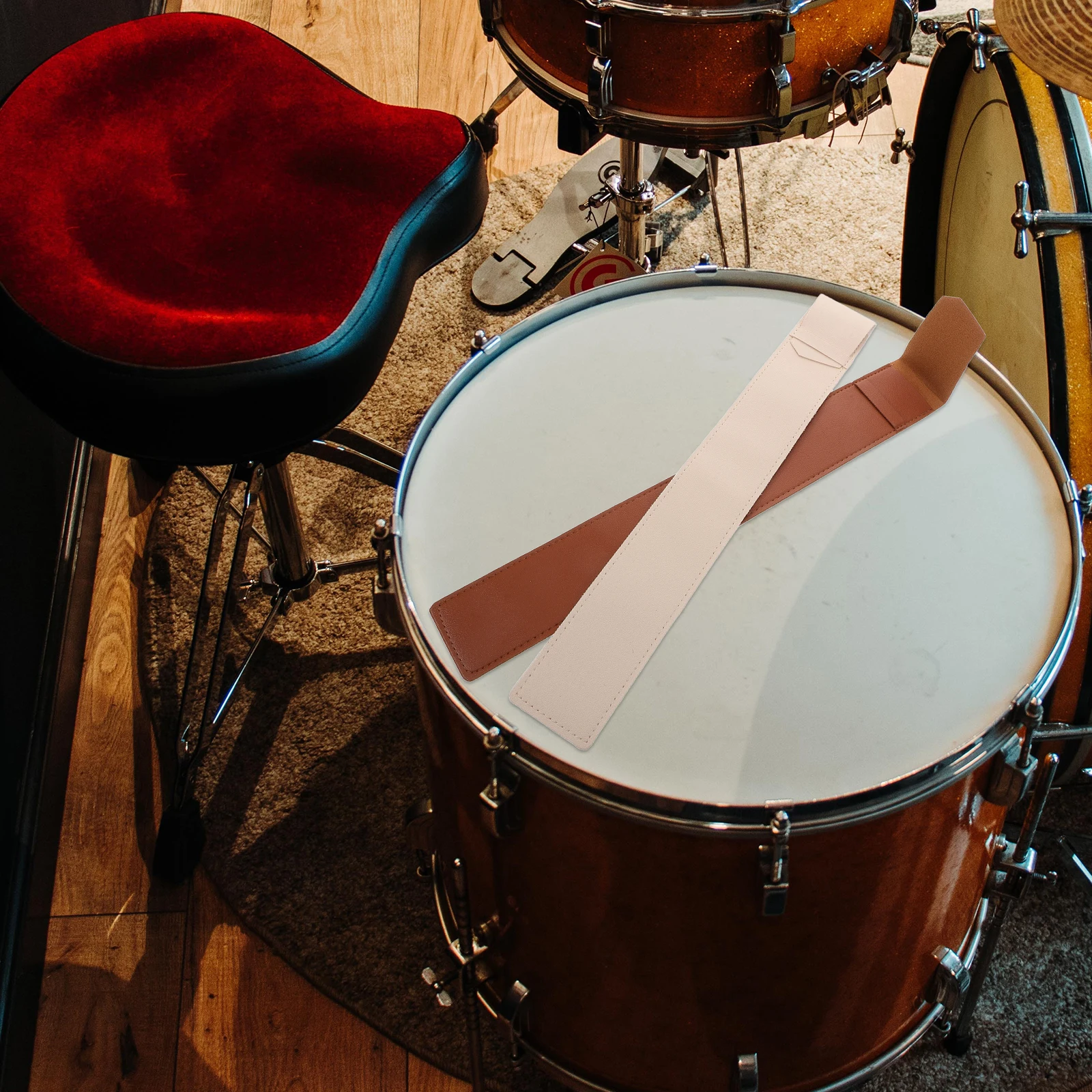 

2pcs Drumstick Holder Fake Durable Drum Sticks Bag Set Universal Fit Brown Beige Compact Lightweight Storage Organizer