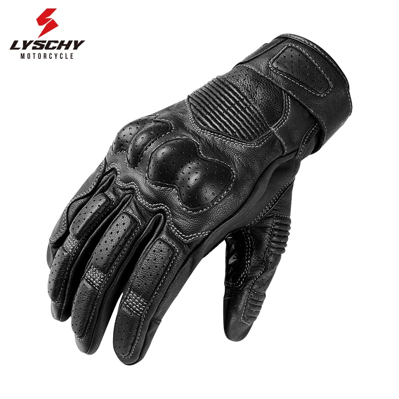 LYSCHY LY-GW-015 Four Seasons Genuine Goatskin Leather Comfortable Breathable Touch Screen Motocross Motorcycle Riding Gloves