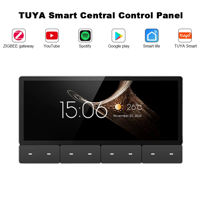 

Tuya Wifi Smart Touch Screen Center Control Panel Voice Control Alexa Built-in ZigBee Gateway IR Bluetooths Audio wall Amplifier