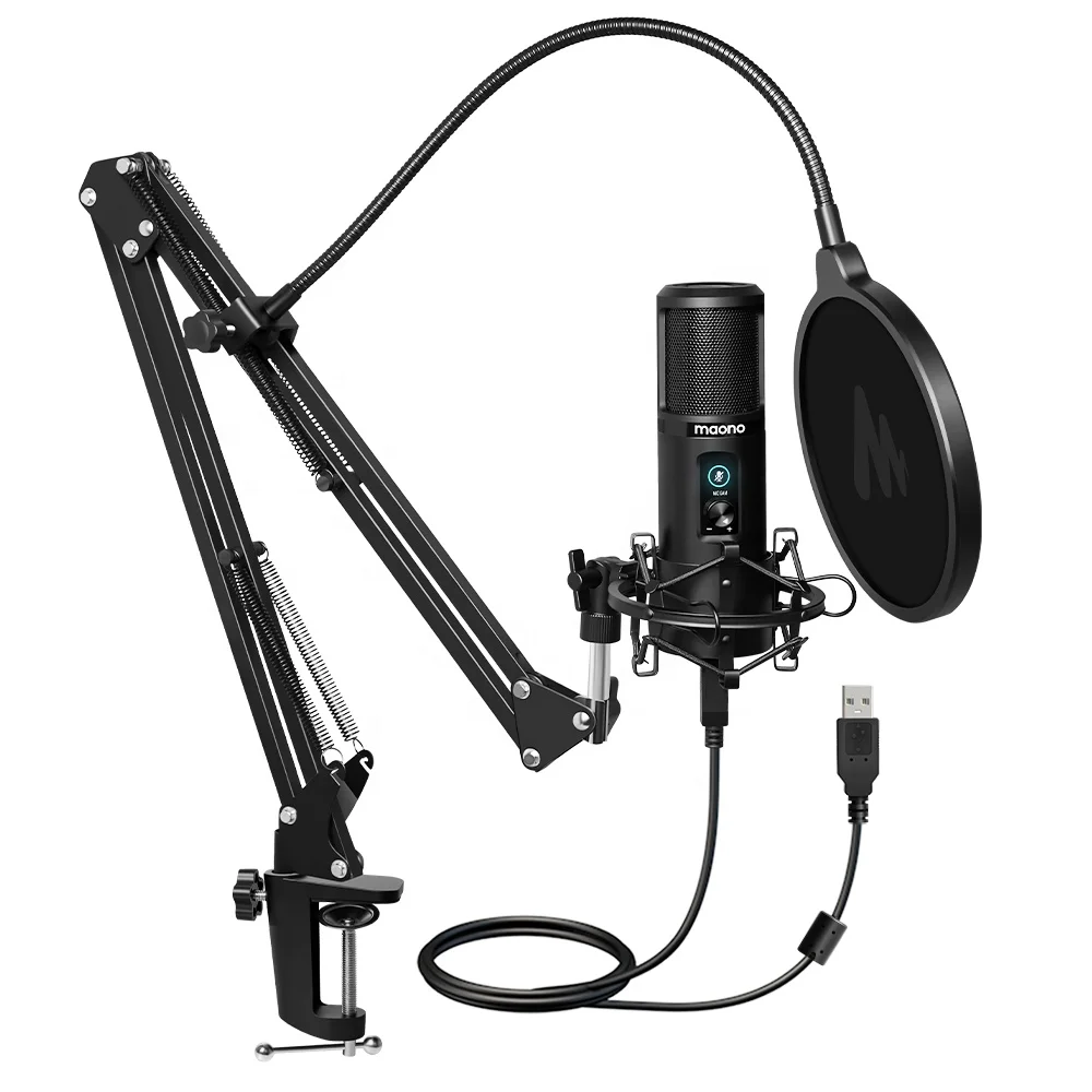 MAONO Professional USB Microphone Studio Mic with  Mic Gain Knob and One-Touch Mute Podcasting Gaming Microphones
