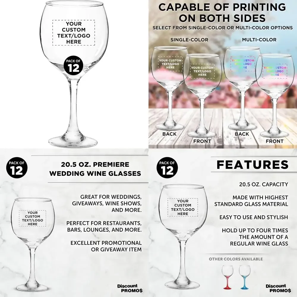 

Персонализированный набор свадебных бокалов для вина из 12 штук, 20,5 унций, идеально подходит для ресторанов и любителей красного вина.