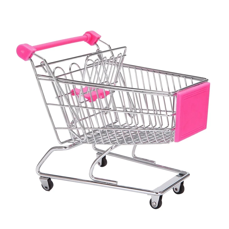 Supermercado Handcart for Kids, Mini Carrinho De Compras, Brinquedo De Armazenamento, Dollhouse Acessórios Para Móveis, Desktop Decor, Presente