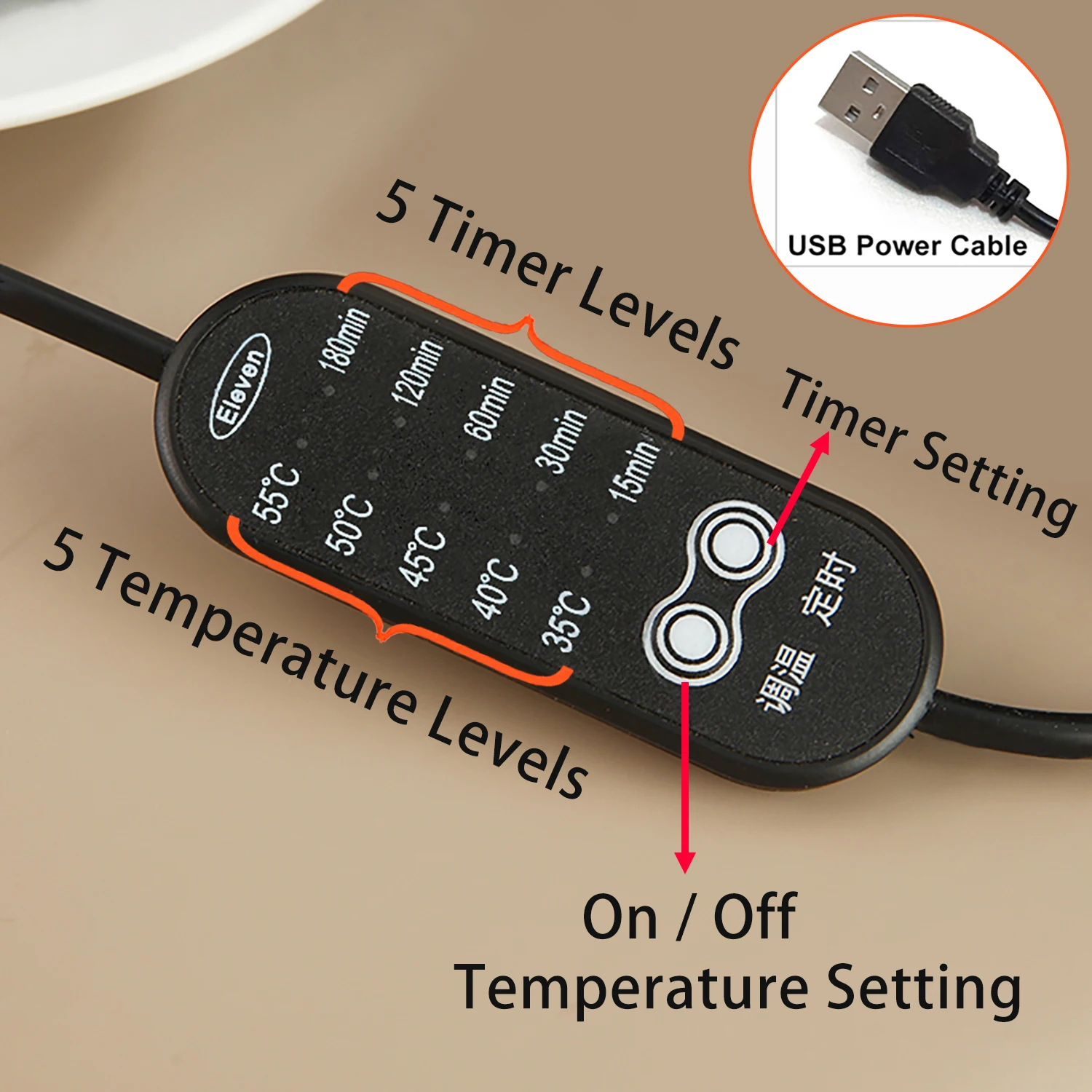 Electronic Incense Burner Ceramic Essential Oil Burner Timing Adjustable Temperature Wax Melter Warmer with USB Plug