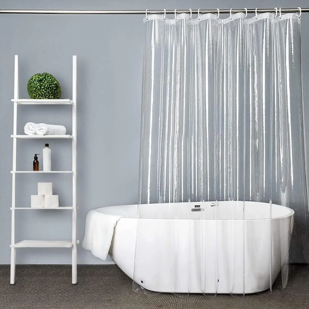 

Waterproof Weighted Magnet Clear Shower Curtain Metal Grommet With Hooks Transparent Bathroom Curtain Liner Drill-free