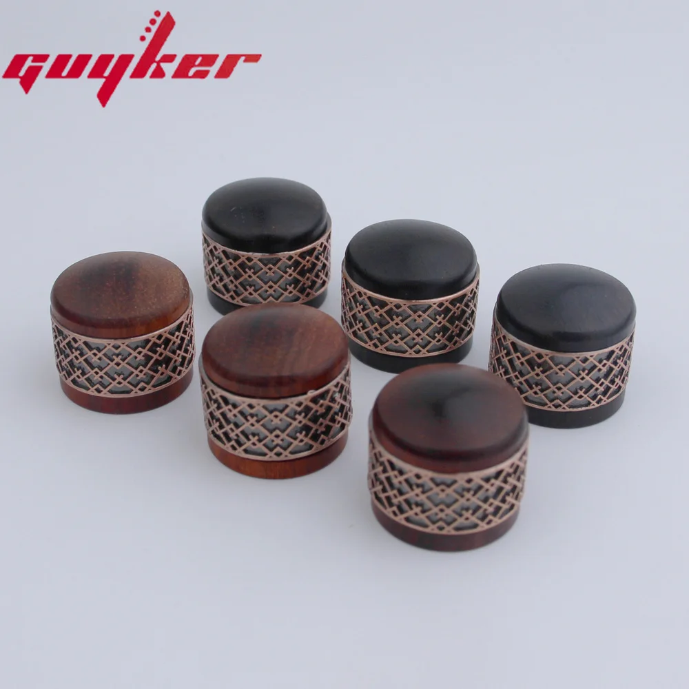 1 Pcs Red Sandalwood/Ebony Potentiometer Knob Antique Silver or Gold Window Decorations Around Potentimeter Knob Guitar Bass