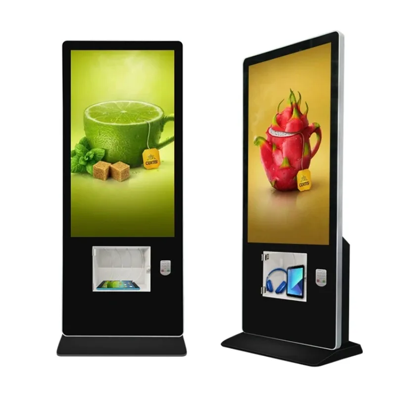 【Hot Sale】55 Inch Floor Standing Charging Advertisement Monitor Support Headphone Digital Signage Screen With Password Lock