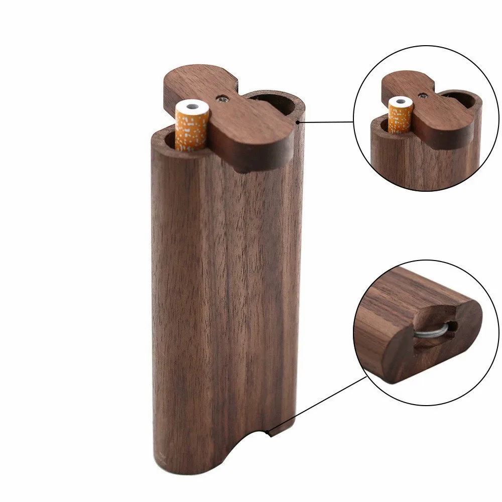 Creative Walnut Cigarette Case Portable Mini Wooden Cigarette Organizer Cigarette Box for Men Tobacco Accessories