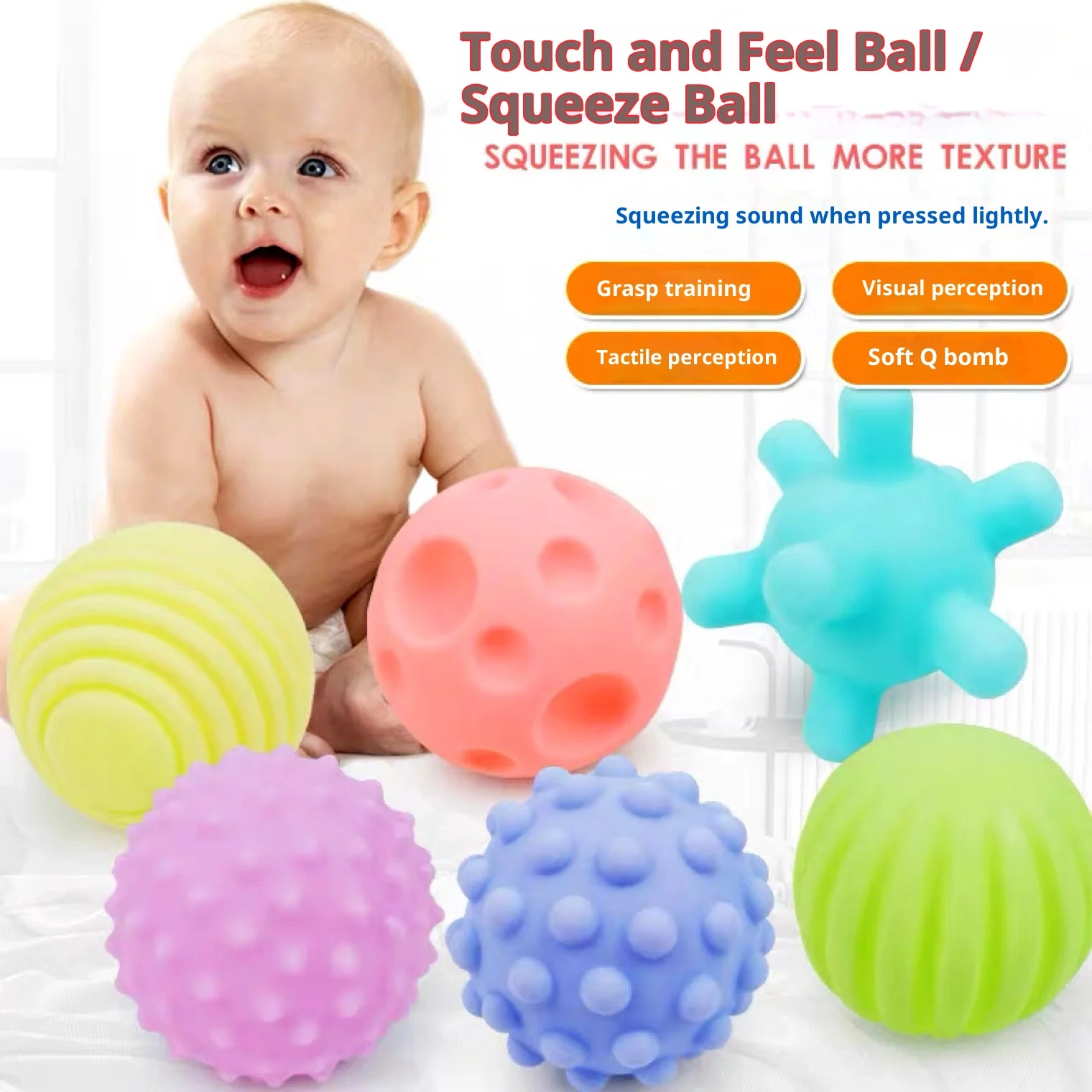 Juego de múltiples bolas texturizadas para desarrollar sentidos táctiles de bebé, juguete de pelota de mano táctil para bebé, pelota de entrenamiento para niños, bolas suaves de masaje