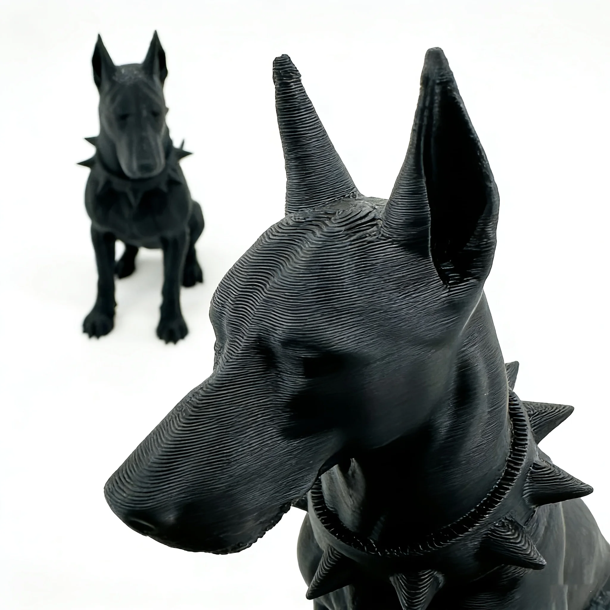 3D Printed Realistic Doberman Small Dog Statue PLA Black Figurine for Desk Decor Home Accent Mini Car Dashboard Ornament Gifts