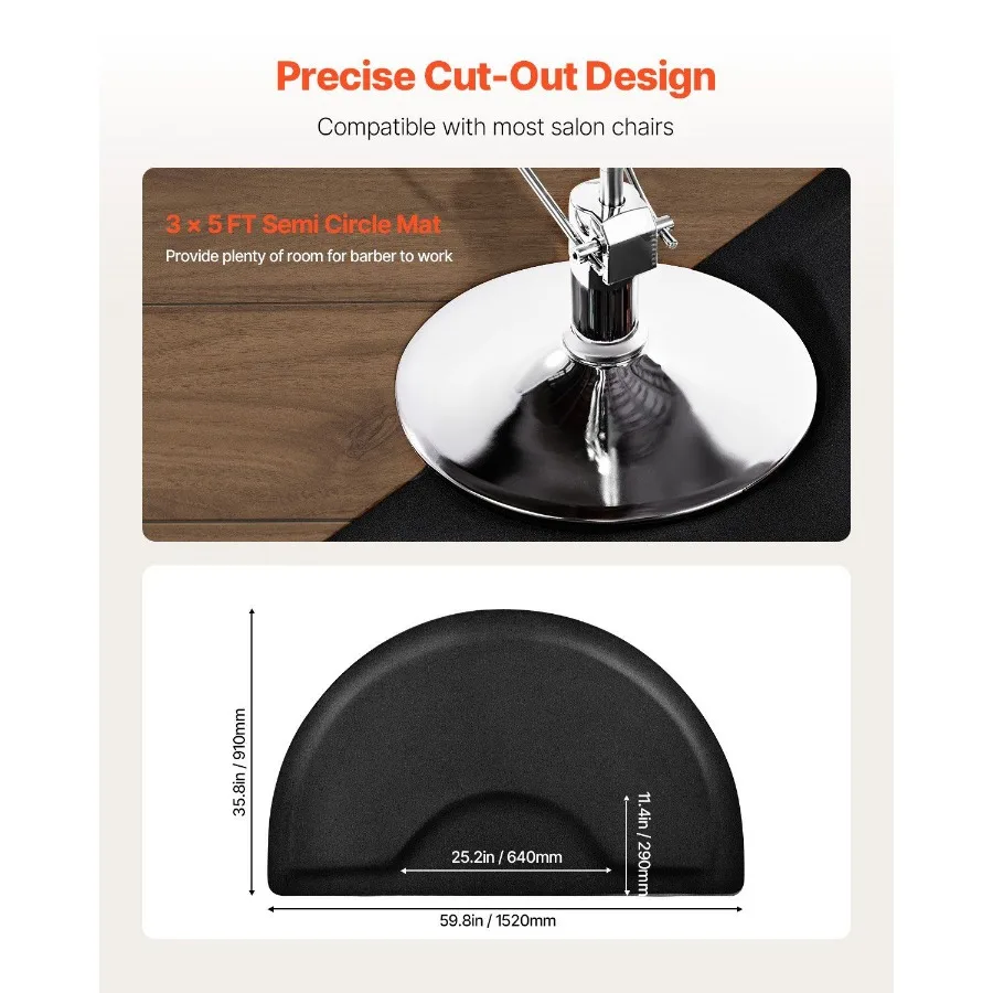 سجادة صالون لمصفف الشعر 3 × 5 أقدام سجادة كرسي صالون نصف دائرية 1 2 سميكة #4