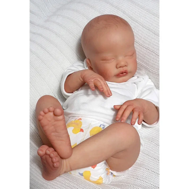 

18inch Primrose Asleep Reborn Baby Doll with Hand Draw Hair Soft Cloth Body Real Looking Baby Dolls Already Painted 3D Skin