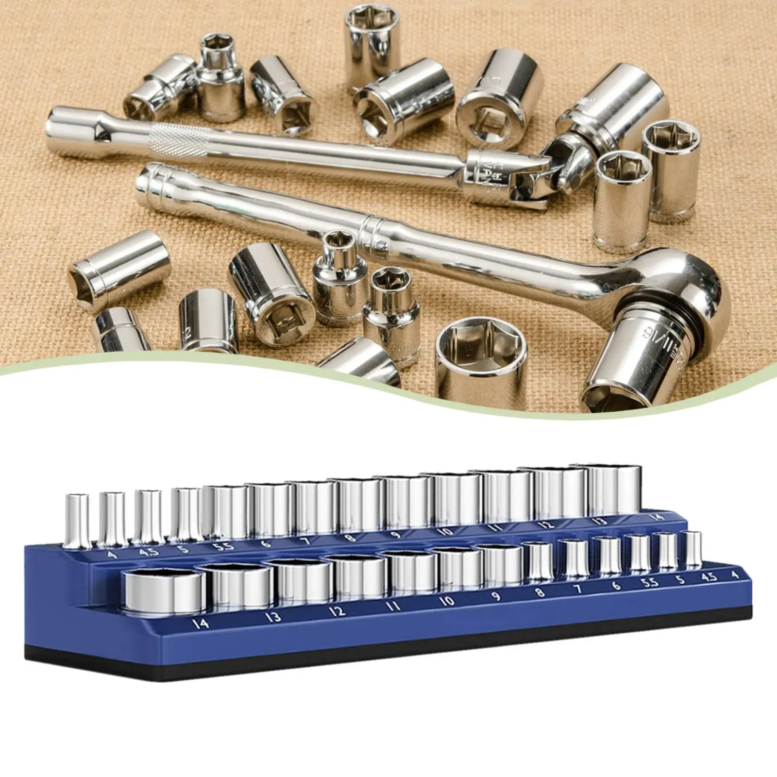 Magnetic Socket Organizer 1/4 Utility Easy to Use Practical Professional Portable Accessories Socket Holder for Tool Drawer