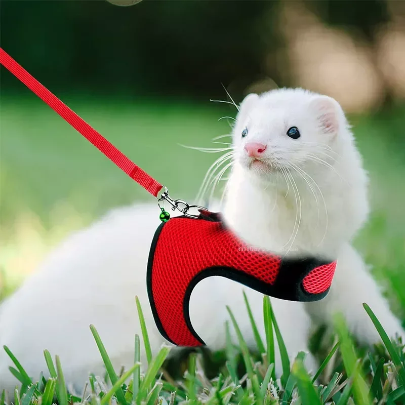 Mesh Breathable Ferret Bunny Harness Leash Set for Small Animals Rabbit Hamsters Summer Walking Pet Lead mascotas Accessories