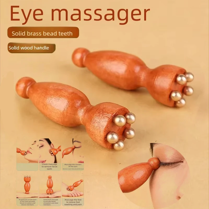 Eye Massage Tool Face Massager Wood Brass Small Lotus Eye Care Body Spa Facial Beauty Acupoint Skin Care Tool