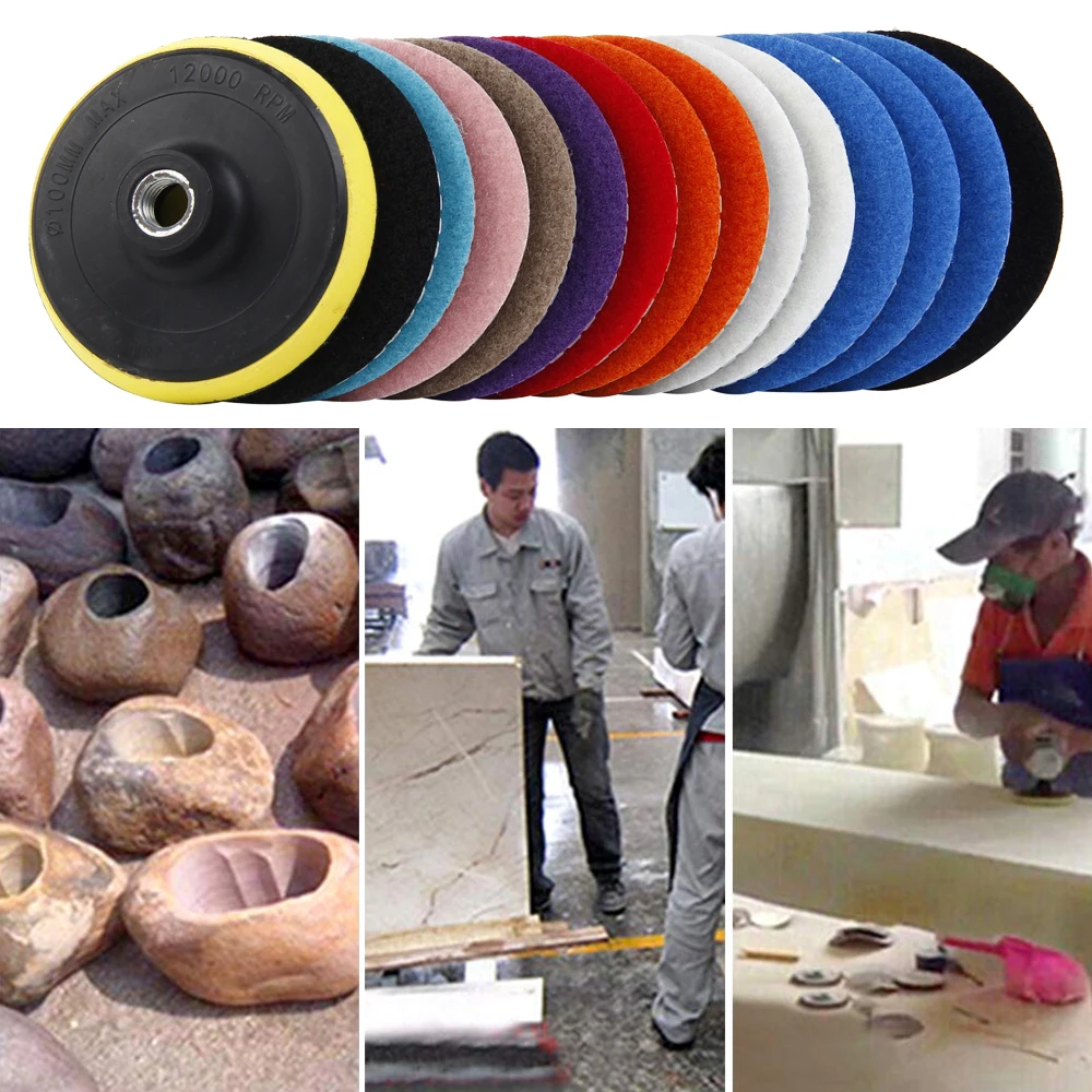 15 件/套 Diamond Polishing Pads 4 Inch 100mm Wet Dry Polishing Backer Granite Marble Concrete Stone Grinding Discs Hand Tools