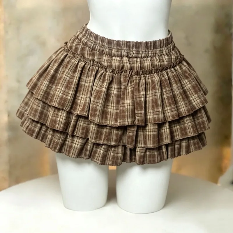 Süßer Prinzessinnen-Lolita-Kuchenrock für Damen, japanischer Y2K-Spitzen-Rüschen-Minirock mit hoher Taille, Harajuku-Party