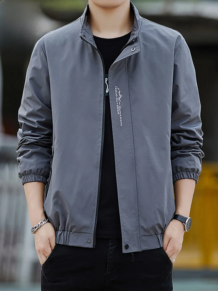 

Men's Casual Loose Fit Windproof Jaet Stand Collar Zipper Decorated Polyester Fiber Spring Autumn Faionable Workwear