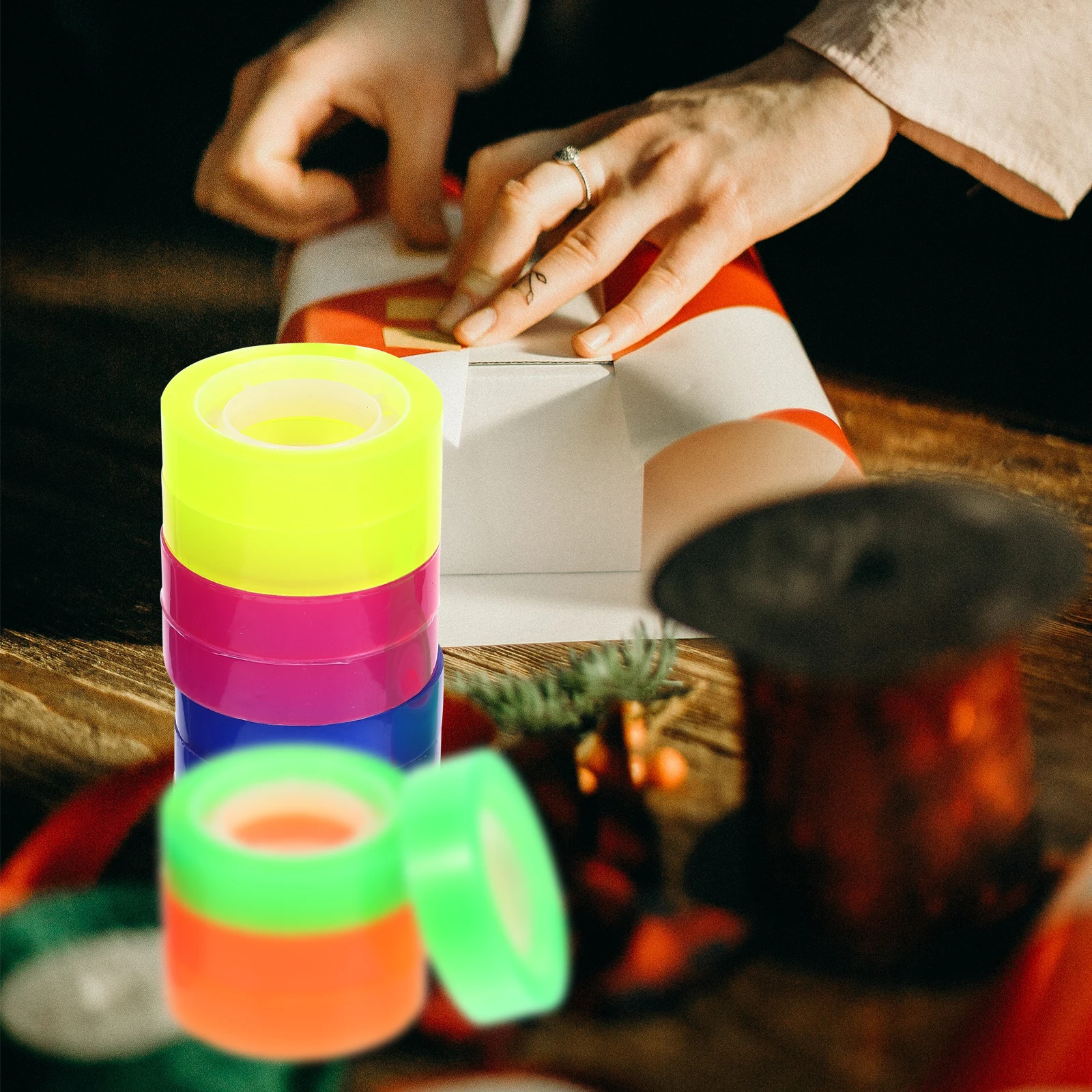 

12 Rolls Color Transparent Tape Decorative Clear Adhesive DIY Scrapbook Bopp Crafts Tapes Child Duct Gift Wrapping Thin