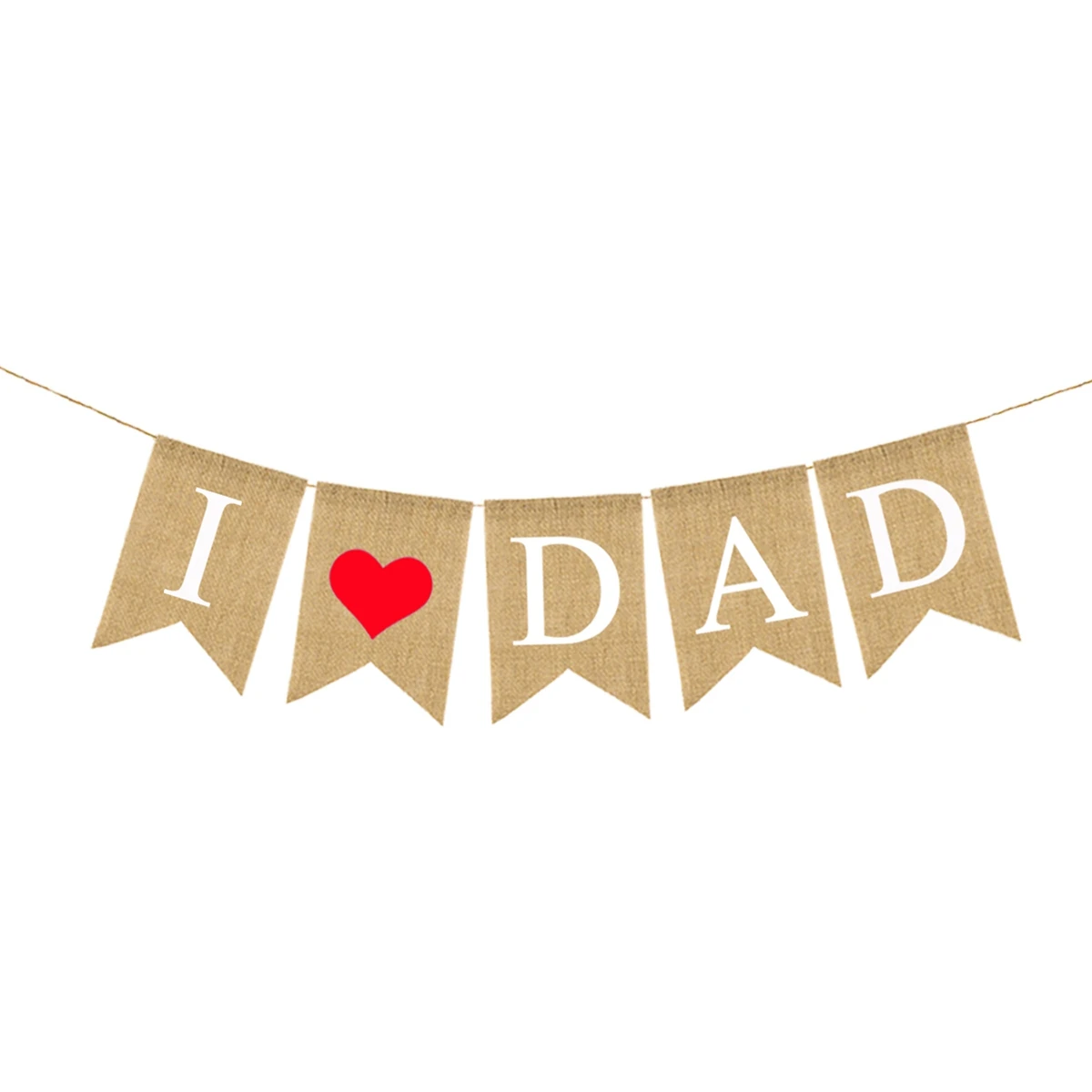 Vaderdagdecoratie Rood hartontwerp I DAD Letters Bunting Vaderdag Bunting Linnen Hangende feestmuur