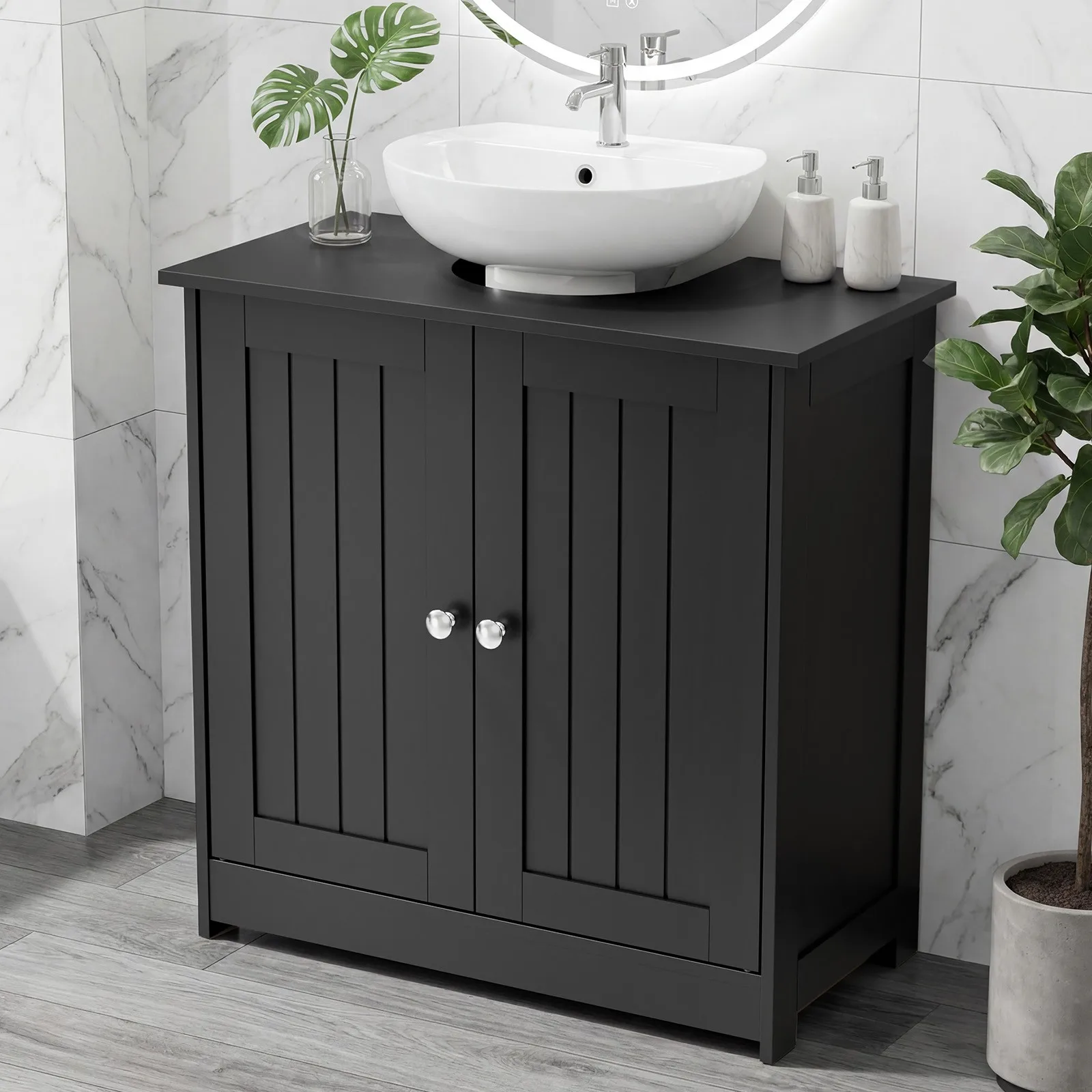 

24" Modern Bathroom Vanity Cabinet Sink Cabinet Organizer Furniture 2 Shelves