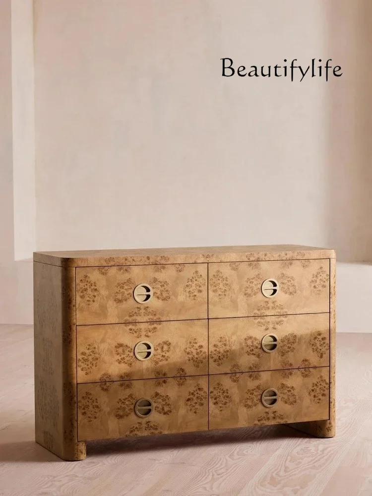 Q Y French Vintage Poplar Tumor Bark Bedroom Living Room Multifunctional Dining Side Cabinet Entrance Living Room Locker
