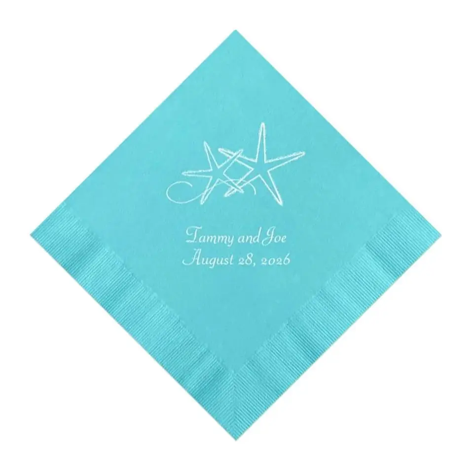 Starfish Wedding Napkins Personalized Set of 100 Beach Theme