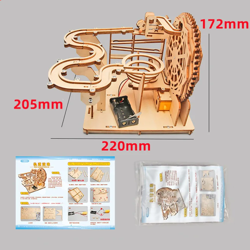 DIY Scientifically Made Wooden Electric Track Ball Toys for Children\'s 3D Handmade Building Block Assembly Puzzle Gifts Pendant