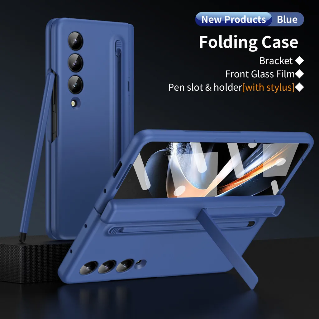 

Складной чехол для Samsung Galaxy Z, складной 3 складных 4 складных 5 с держателем для ручки, защитный чехол из переднего стекла и пленки