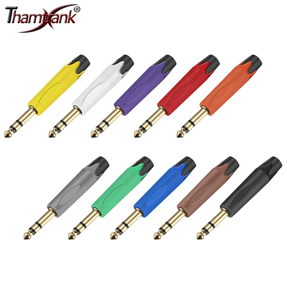

10pcs 6.35/6.5mm Stereo Jack,Professional 1/4 inch TRS Gold-Plated Audio Plug Connector for Guitar/Speaker/Microphone Cable
