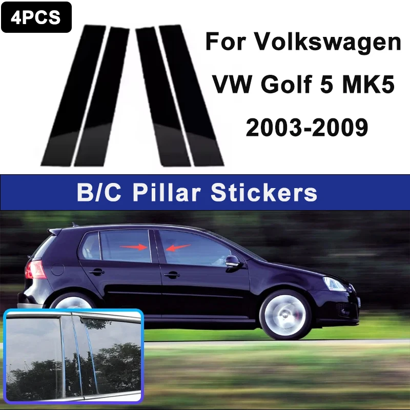 

For Volkswagen VW Golf 5 MK5 2003-2009 Window B C Pillar Post Cover Trim Stickers Door Column Decorative Exterior Accessories