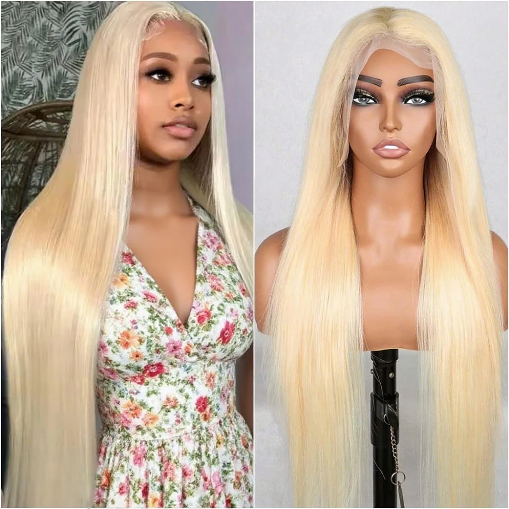 

13x6 Bone Straight Blonde Highlight Wigs 100% Brazilian Human Hair 13x4 Lace Front 613 Hd Lace Frontal Wigs 40 Inch 220% Density
