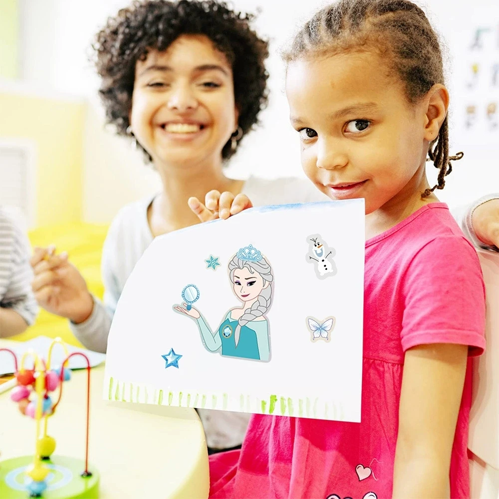 16PCS 장난감 퍼즐 스티커 만화 공주 얼굴 변경 스티커 만들기 DIY 방수 수공예품 고정 스티커