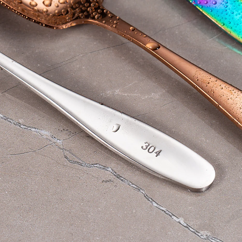 

2 Pcs Stainless Steel Spoon Thickened Polished Flat Bottom Easy Clean Dishwasher Safe Kitchen Utensils