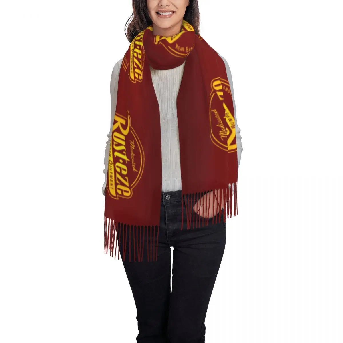 Custom Lightning Mcqueen Tassel Scarf Women Winter Fall Warm Shawls Wraps Lady Cars Scarves