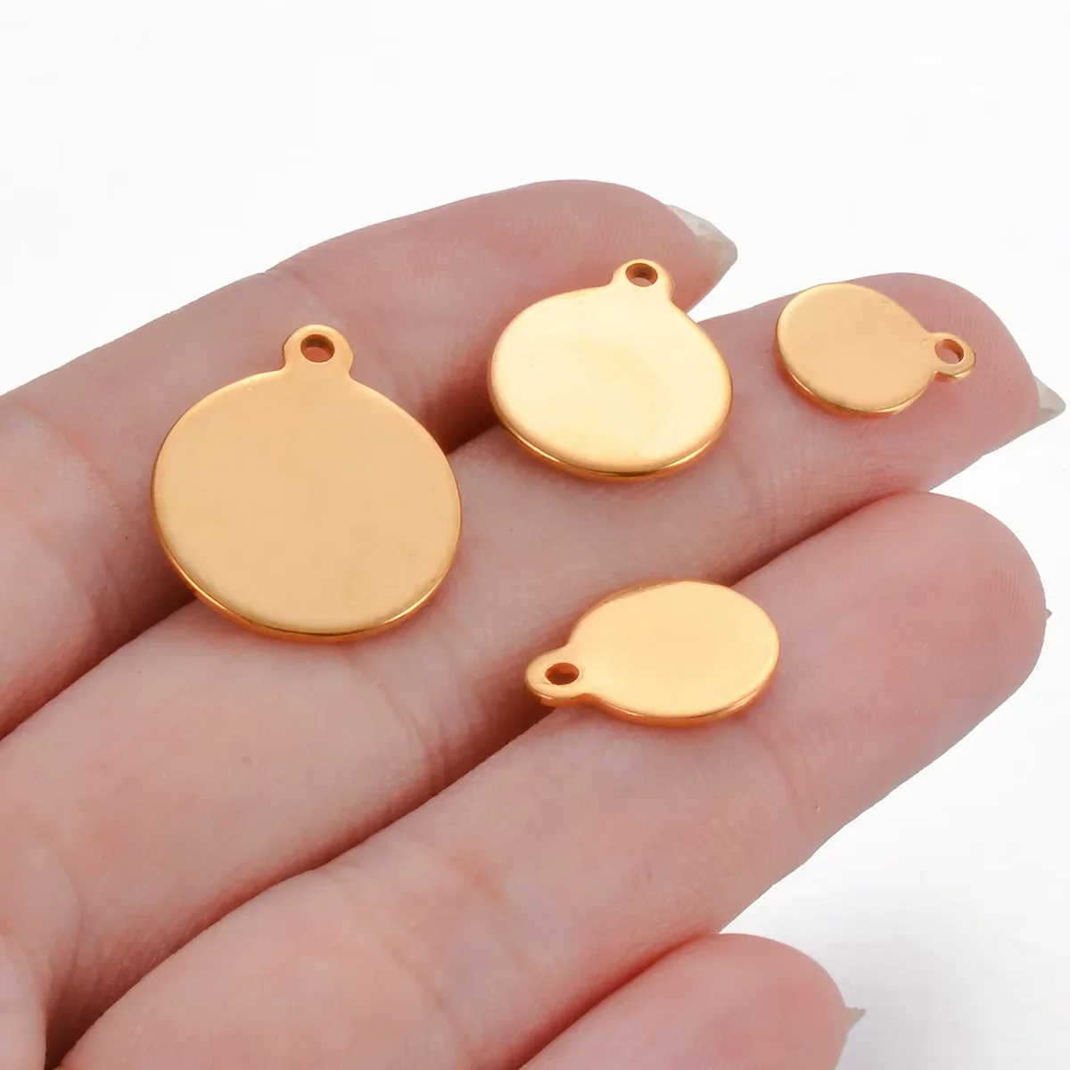 50Pcs Wholesale 6-35mm Stainless Steel Charms Blank Round Tag Disc Pendants For Making Bracelet Necklace Jewelry Making