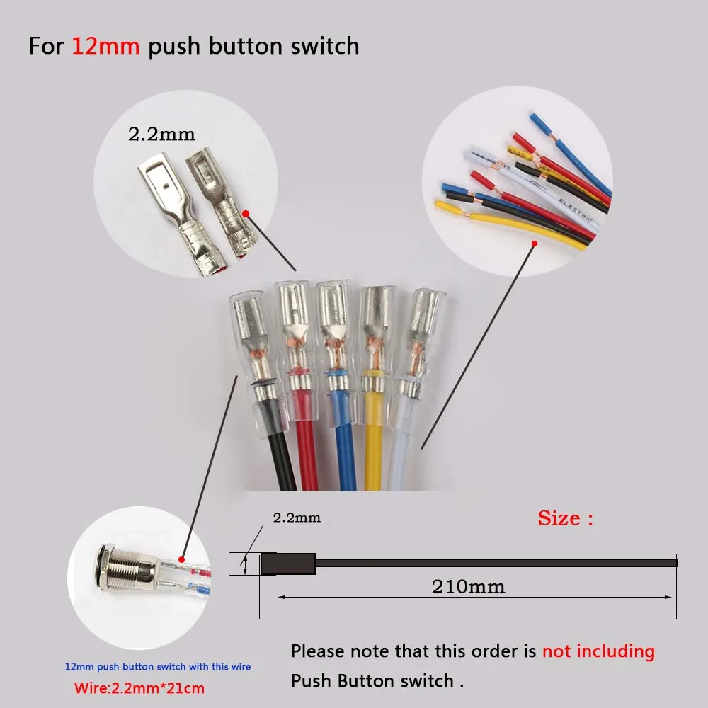 12mm 16MM 19mm 22Mm metal push button wiring 2-6 wires cable for stable lamp light button