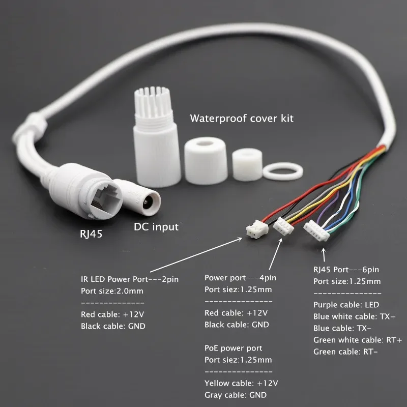 Cámara de red CCTV POE IP, módulo PCB, cable de alimentación de vídeo, 60cm, conector hembra RJ45 con Terminlas