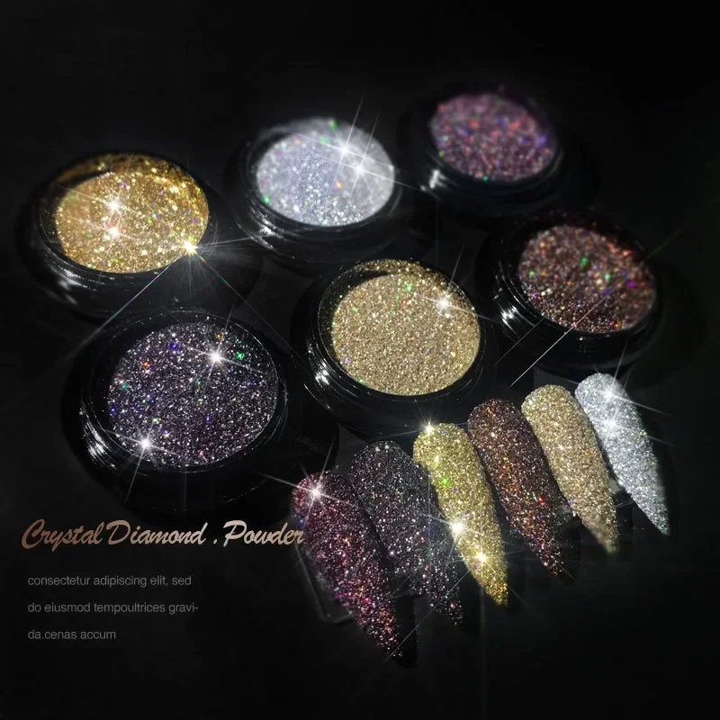 1 stks Clear Carving 3D Nail Art Crystal Poeders, Glanzend Zwart Acryl Poeder, Polymeer Nagelgel Tips Builder voor Nagels