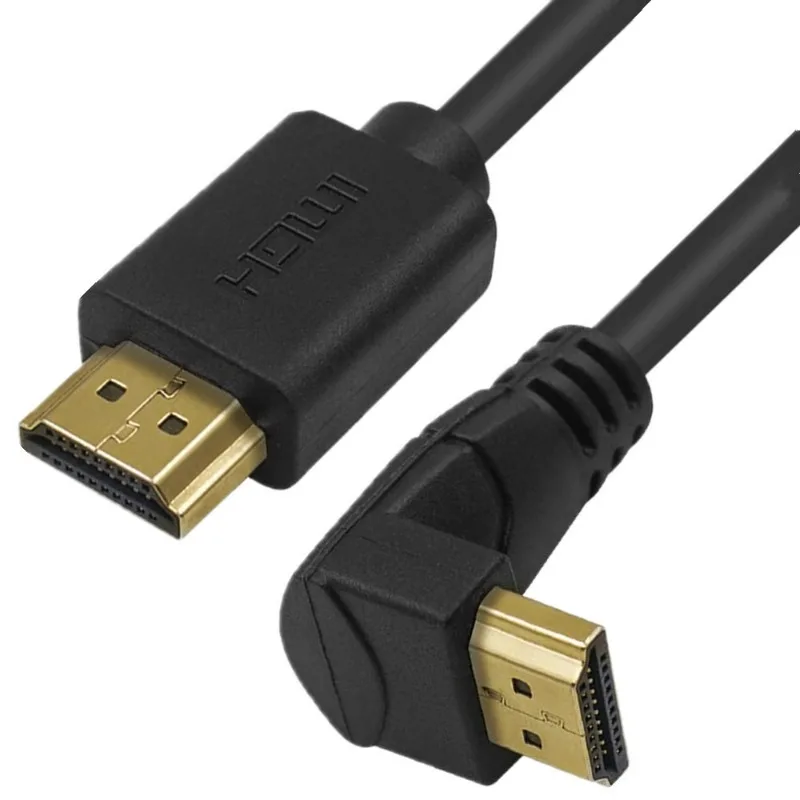 كابل HDMI 4K 2.0 60 هرتز 1.8 متر مطلي بالذهب عالي السرعة بزاوية مباشرة لشاشة تلفزيون الكمبيوتر
