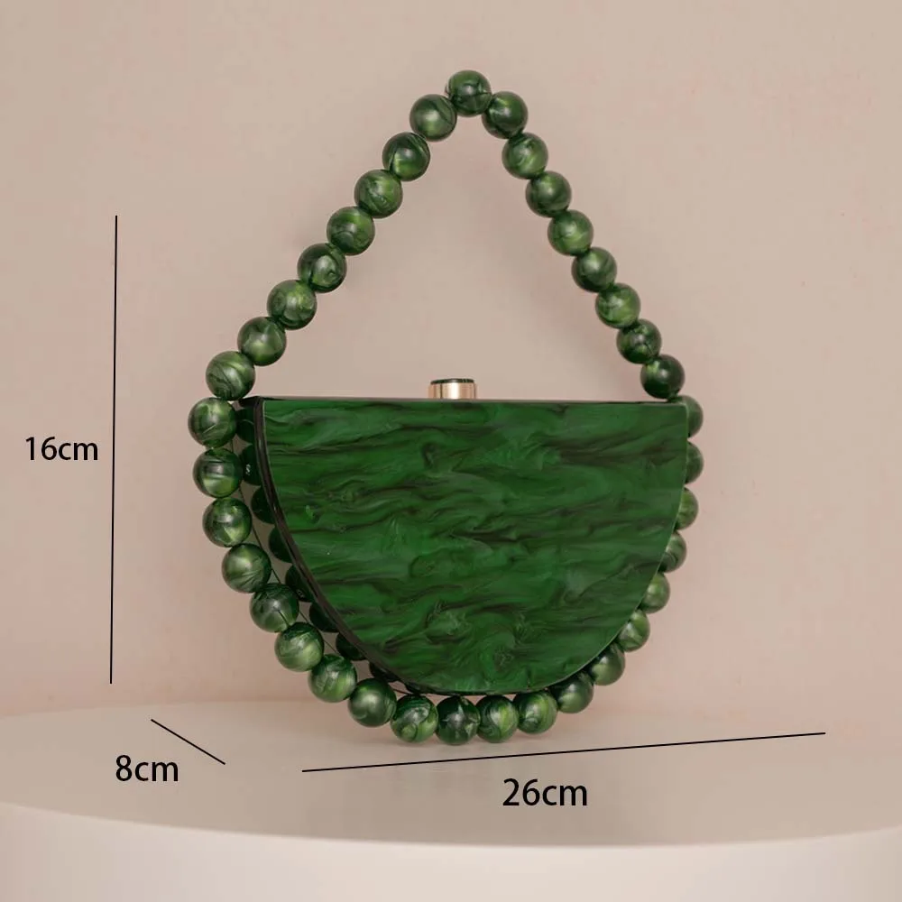 Halbrunde Perlen-Acryl-Tasche, einfache quadratische Abendtasche, Clutch für Damen – Detail 9