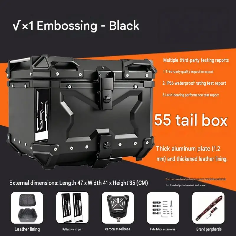 For BMW 1250GS Embossed Aluminum Top Case 45L/55L Complete Fitting Kit Weather‑Resistant Travel Mod Accessories