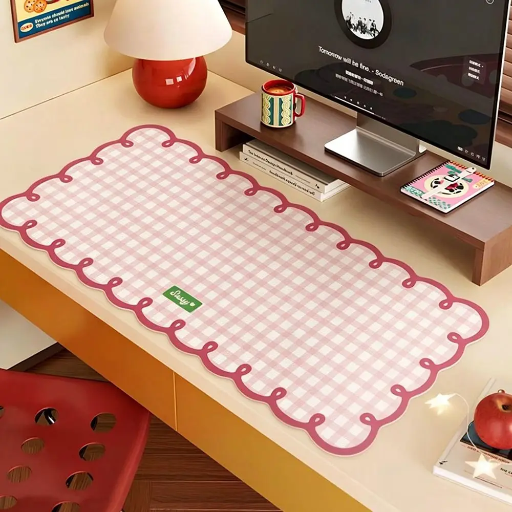 New Non Slip Extra Large Mouse Pad PVC Plaid Pattern Computer Desk Mat Pink Blue Desk Mat Office Desk