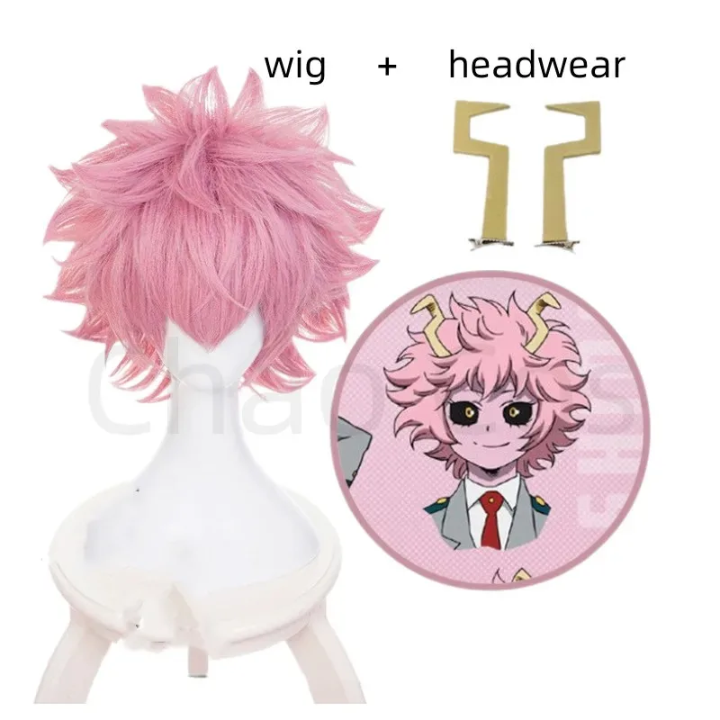 2025 جديد أنيمي بطلي الأكاديمية اشيدو مينا شعر مستعار تأثيري الخنصر أغطية الرأس الوردي الشعر القصير الاصطناعية تجهيزات حفلة الهالوين ❤ ❤   $zz