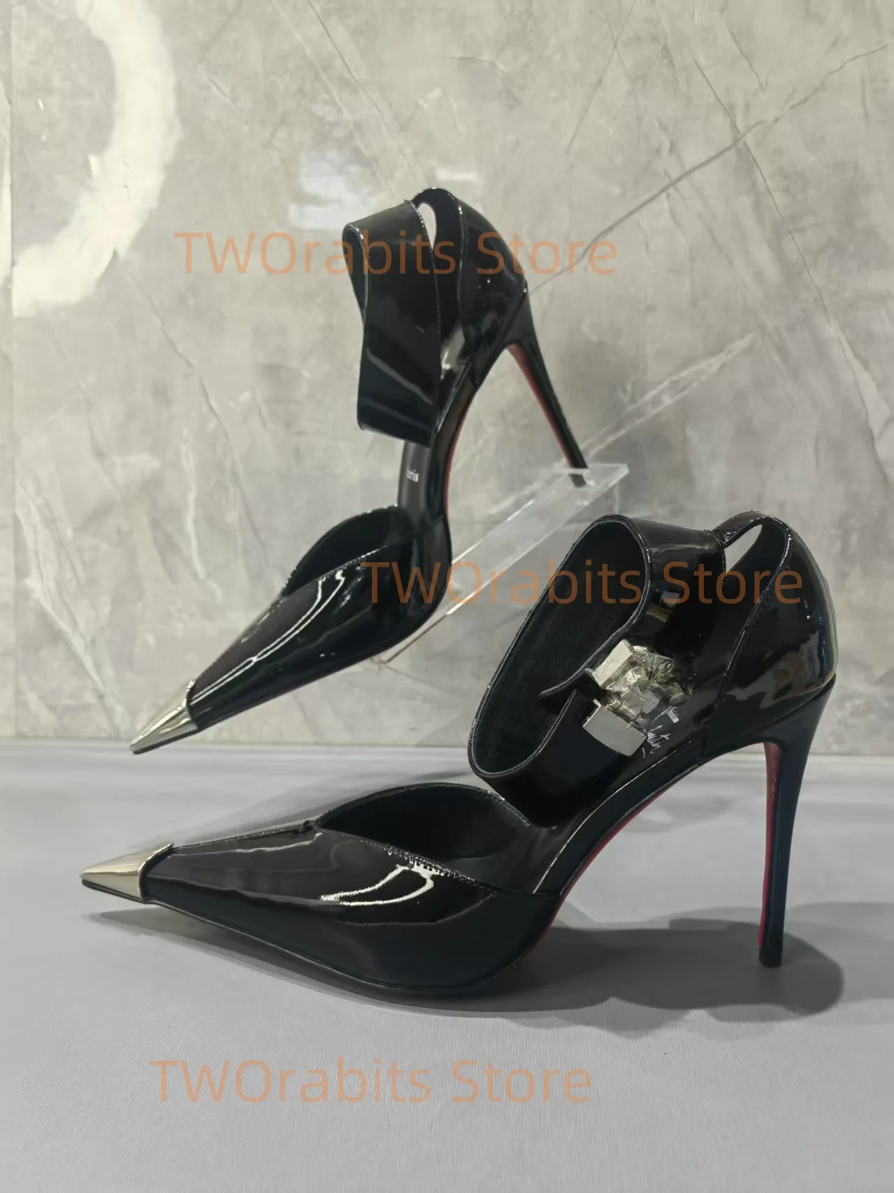 Buckle Strap Sandales Plates Point Toe Sandals Metal Toe Thin Heel Sexy Sandalias De Mujer Designer New in Women Shoes Mules