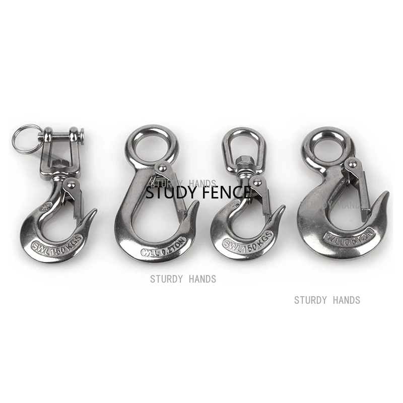 1pc 304 Stainless Steel Cargo Hook Directional Rotation Ring Hook Wire Rope Lifting Hook Household Hardware Accessories